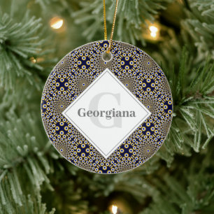 Personlig vi tittar på er flotta och Guld Tiled Julgransprydnad Keramik