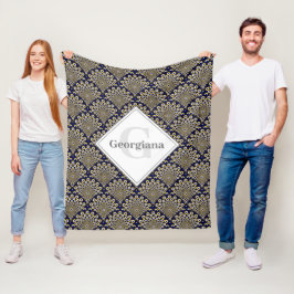 Personlig vi tittar på er marin och Guld Deco Fleecefilt