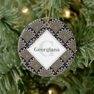 Personlig vi tittar på er marin och Guld Deco Julgransprydnad Keramik