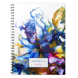 Personlig Vibrant Blue Abstrakt Fluid Art Agate Anteckningsbok