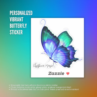 Personlig Vibrant Butterfly Sticker Klistermärken