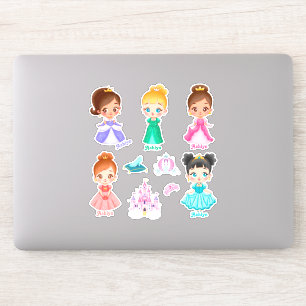 Personlig Vibrant Kids Princess Namn Klistermärken