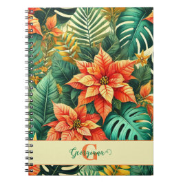Personlig Vibrant Tropical jul Poinsettia Anteckningsbok