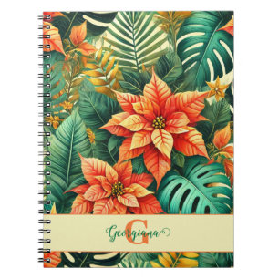 Personlig Vibrant Tropical jul Poinsettia Anteckningsbok