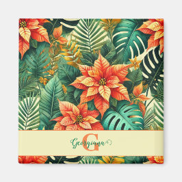 Personlig Vibrant Tropical jul Poinsettia Magnet