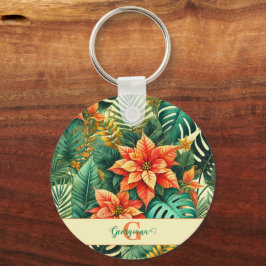 Personlig Vibrant Tropical jul Poinsettia Nyckelring