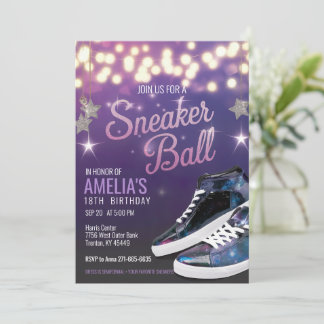 Personlig Vibrant Violet Sneaker Boll Birthday Inbjudningar