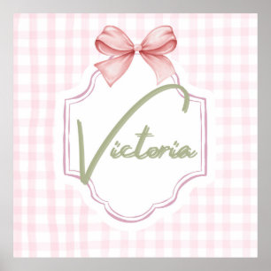 Personlig Victoria Flicka Nursery Bow Poster