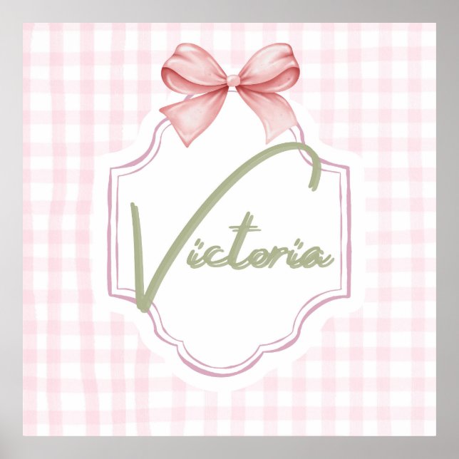 Personlig Victoria Flicka Nursery Bow Poster (Framsidan)