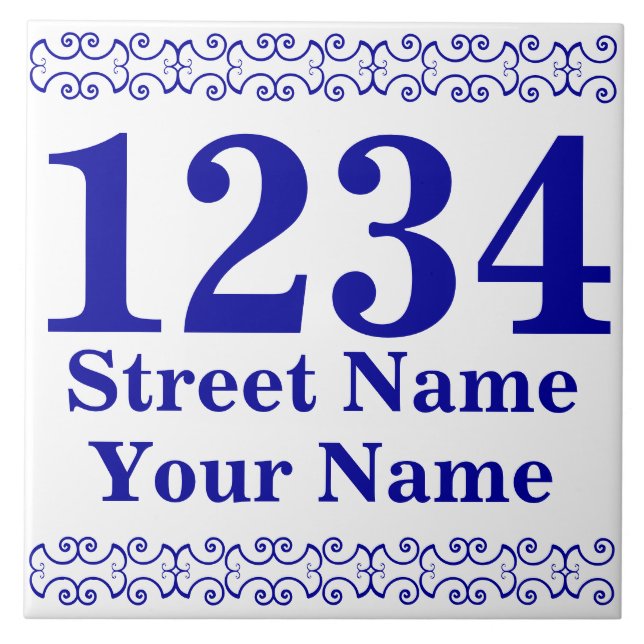 Personlig Victorian Street Adress Tile Kakelplatta (Framsidan)