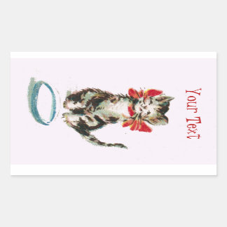 Personlig Victorian Tabby Kattunge Sticker Rektangulärt Klistermärke