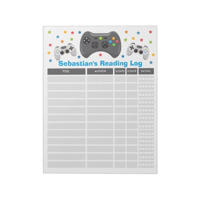 Personlig Video Game Reading Log Homeschool Log Anteckningsblock (Roterad)