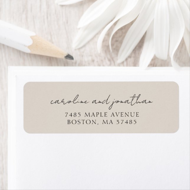 Personlig vigsel Ivory Script returadress Etikett (Insitu)