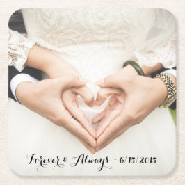 Personlig vigselbild för evigt & alltid underlägg papper kvadrat