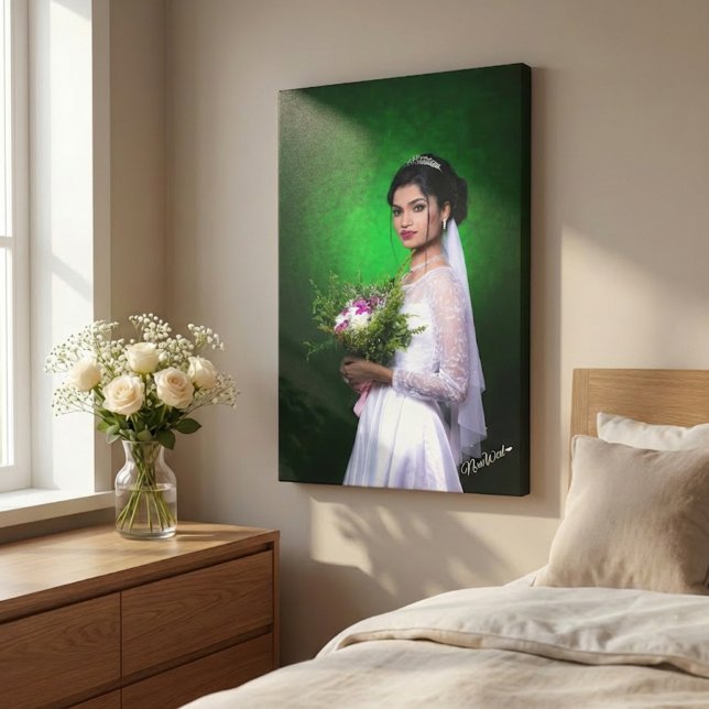 Personlig vigselcollage med fotografier Elegant in Canvastryck (Personalized Wedding Photo Collage Elegant Canvas Print)