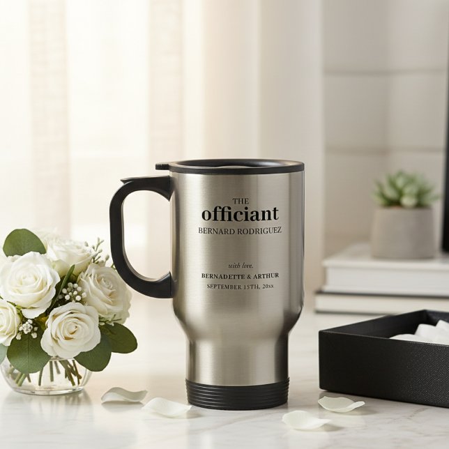 Personlig vigselförrättares bröllopspresent Resemu Resemugg (Personalized Officiant Wedding Gift Travel Mug)