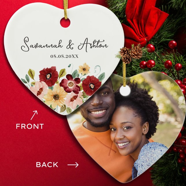 Personlig vigselgåva - Bröllopsgåva för par som gi Julgransprydnad Keramik (Skapare uppladdad)