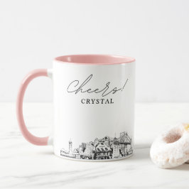Personlig vigselkaffemugg med Portland-siluett Mugg