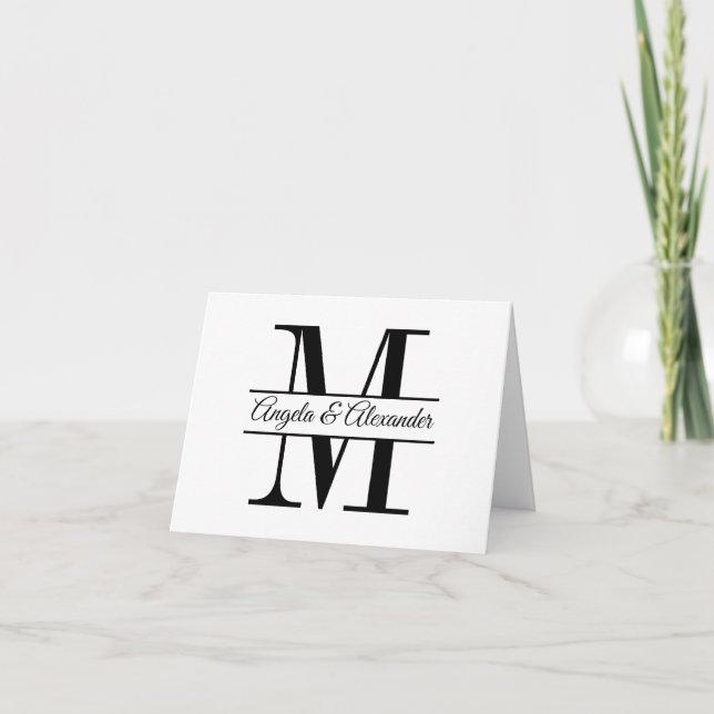 Personlig vigselkorsad monogram tack kort (Framsida)