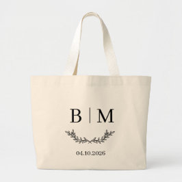 Personlig vigselmånadsväska med monogram jumbo tygkasse