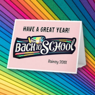 Personlig vikbar välkomstkort för skolstarten kort