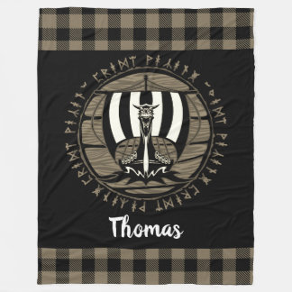 Personlig Viking Dragon Long Frakt kör svart Fleecefilt