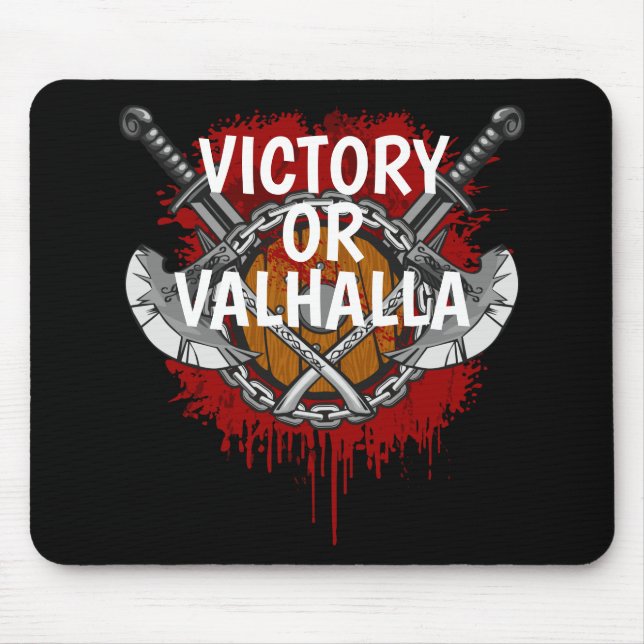 Personlig Viking Victory eller Valhalla Battle Grå Musmatta (Framsidan)