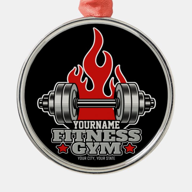 Personlig Viktning Höjdpunktsskylt Fitness Gym Julgransprydnad Metall (Framsidan)