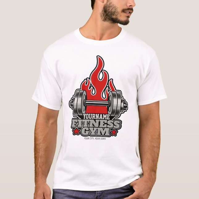Personlig Viktning Höjdpunktsskylt Fitness Gym T Shirt (Framsida)