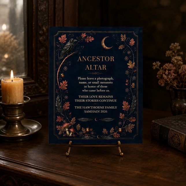 Personlig viktoriansk Samhain-förfädersaltare-skyl Poster (Personalized Victorian Samhain Ancestor Altar Sign)