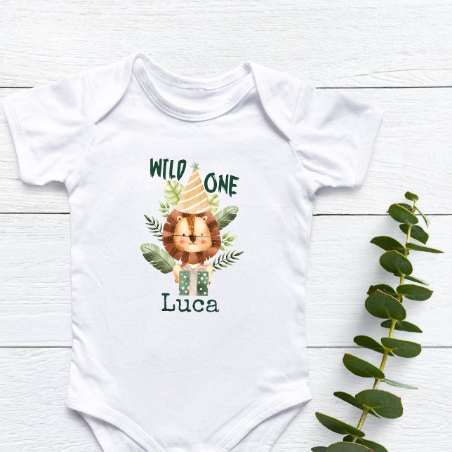 PERSONLIG VILD 1 BABY LEJON T SHIRT (Wild One Baby Bodysuit)