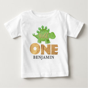 Personlig VILD 1 dinosaurer Första födelsedag Ba T Shirt