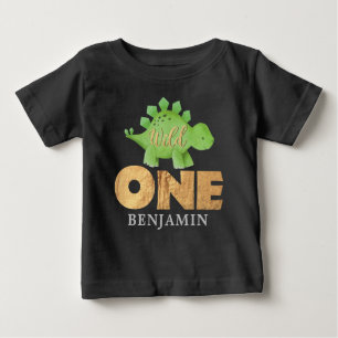 Personlig VILD 1 dinosaurer Första födelsedag Bab T Shirt