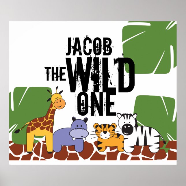 Personlig Vild 1 Poster, Safari Animals Poster (Framsidan)