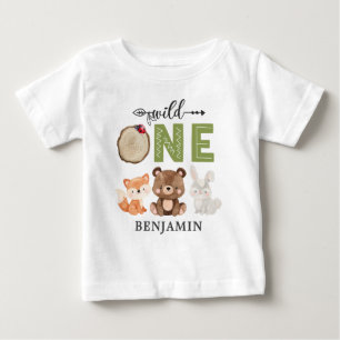 Personlig VILD 1 Skogsmark första födelsedag T Shirt