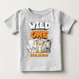 Personlig Vild 1 Tecknader Safari första födelseda T Shirt