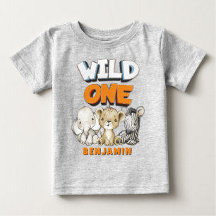 Personlig Vild 1 Tecknader Safari första födelseda T Shirt