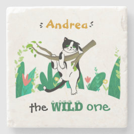 Personlig Vild 1 Tuxedo Cat Kids 1:a födelsedag Stenunderlägg