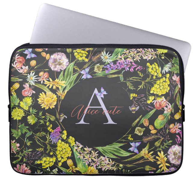 Personlig vild-blomman laptop sleeve (Framsidan)