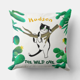 Personlig Vild En Cacti Cat Kids 1:a födelsedag Kudde