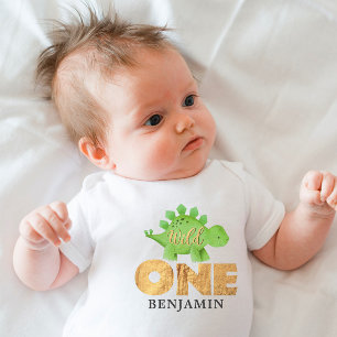 Personlig VILD EN dinosauer Första födelsedag Baby T Shirt