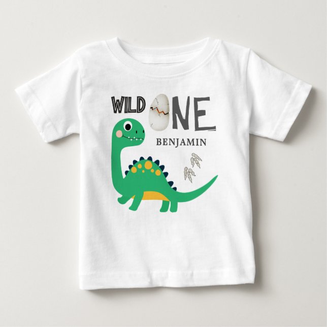 Personlig VILD EN Dinosaur första födelsedag  T Shirt (Framsida)