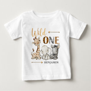 Personlig VILD EN Safari första födelsedag Baby T Shirt
