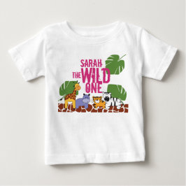 Personlig VILD EN Safari Rosa första födelsedagen T Shirt