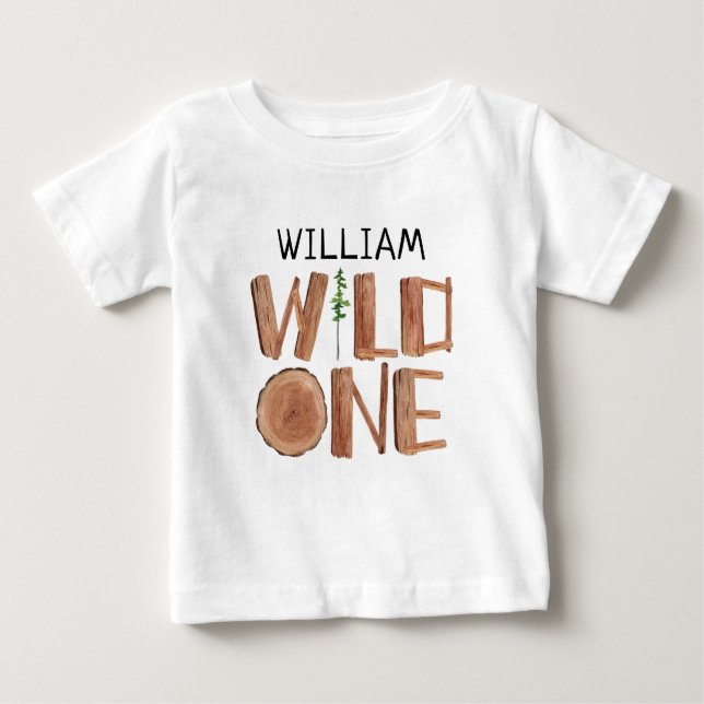 Personlig Vild ett trä 1:a födelsedag T Shirt (Framsida)