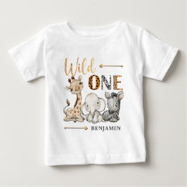 Personlig VILD ONE Safari Första födelsedag Baby T Shirt