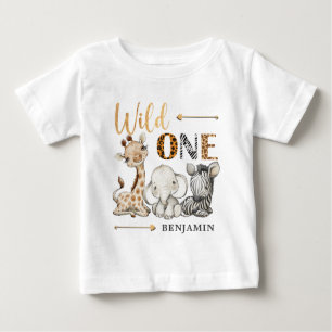 Personlig VILD ONE Safari Första födelsedag Baby T Shirt