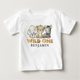 Personlig VILD ONE Safari Första födelsedag Baby T Shirt