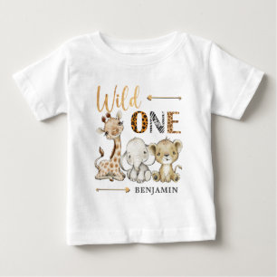 Personlig VILD ONE Safari Första födelsedag Baby T Shirt