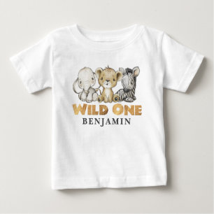 Personlig VILD ONE Safari Första födelsedag Baby T T Shirt